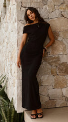 Helana Off Shoulder Maxi Dress - Black