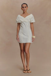 Pascale Off Shoulder Denim Mini Dress - White