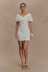Pascale Off Shoulder Denim Mini Dress - White