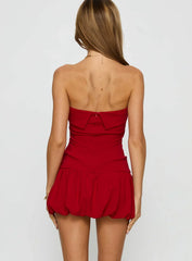 Mousse Strapless Mini Dress Red