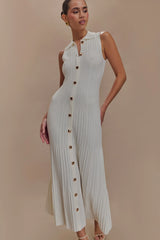 Margie Sleeveless Knit Midi Dress - White