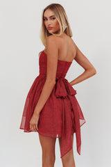Guilty Pleasure Strapless Glitter Mini Dress Red