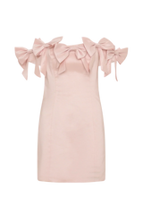 Rose Strapless Bow Mini Dress - Powder Pink