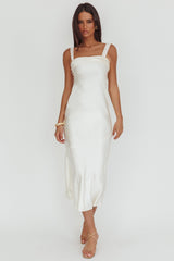 Carmel Shoulder Sash Midi Dress Oyster