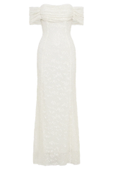 Priyanka Daisy Beaded Off Shoulder Wedding Gown - White