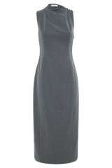 Taylor Draped Crepe Midi Dress - Charcoal Marle