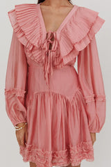 Alive Pleated Sailor Collar Mini Dress Dusty Pink