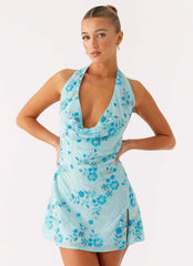 Cinzia Beaded Mini Dress - Blue