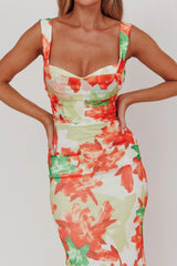 Odelia Sweetheart Mermaid Maxi Dress Print Red