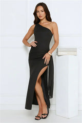 Tidal Dream One Shoulder Maxi Dress Black