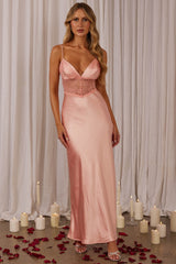 Kinzie Lace Waist Maxi Dress Pink