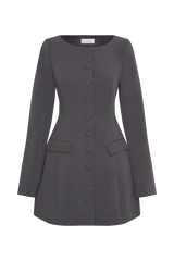 Jolie Boat Neck Suiting Mini Dress - Charcoal Grey