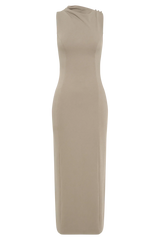 Taylor Draped Stretch Crepe Midi Dress - Mushroom