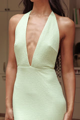 Mayah Halterneck Maxi Dress Textured Sage