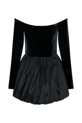 Liv Off Shoulders Velvet Mini Dress - Black