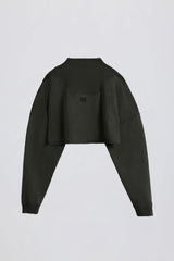 Acid Wash Cropped Sweatshirt in Ash