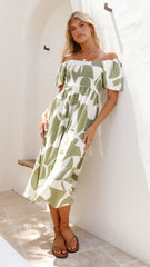 Ilene Midi Dress - Sage Print
