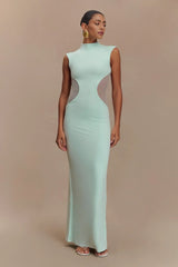 Massie Slinky And Mesh Maxi Dress - Lagoon