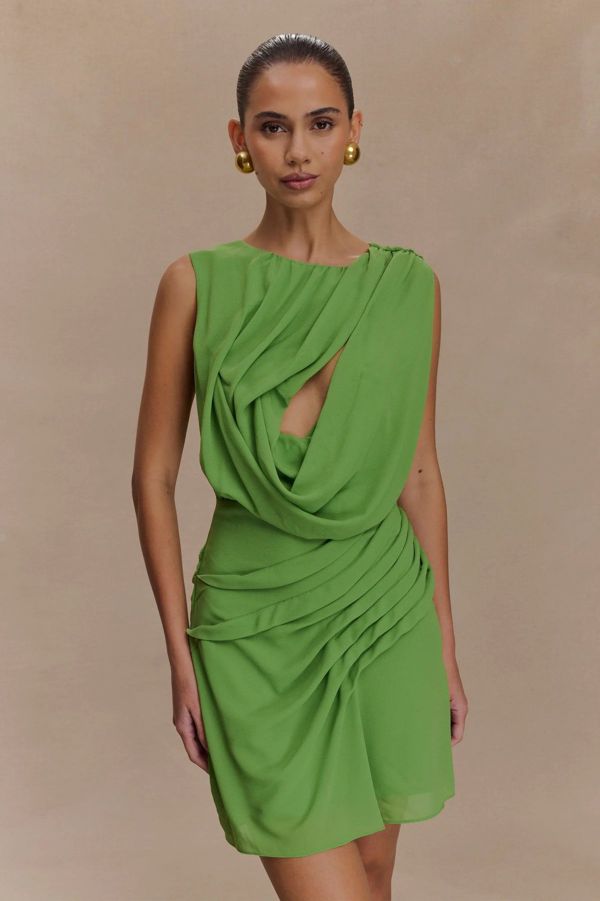 Oria Chiffon Mini Dress - Green