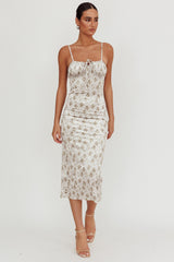 Magic Wand Velvet Midi Dress Olive Floral